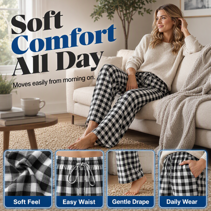 Women's Casual Plaid Straight-Leg Pants
