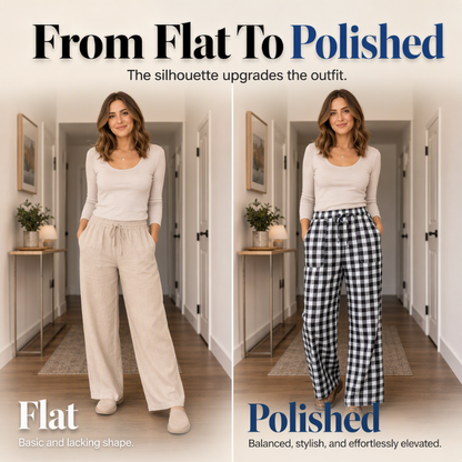 Women's Casual Plaid Straight-Leg Pants