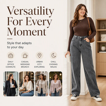 Women's Warm-Lined Wide-Leg Jeans