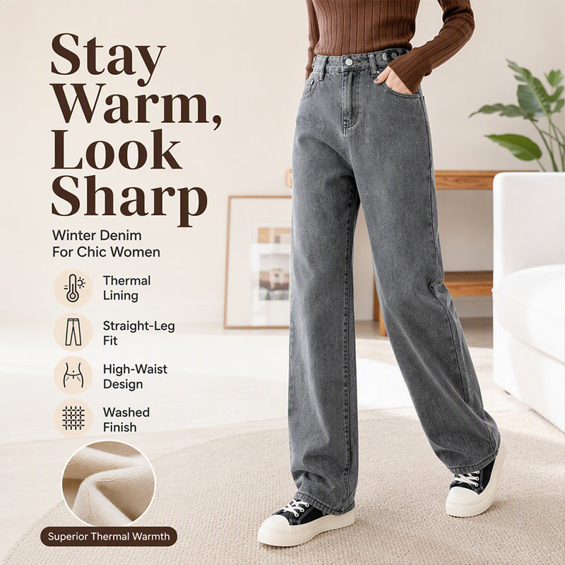 Women's Warm-Lined Wide-Leg Jeans
