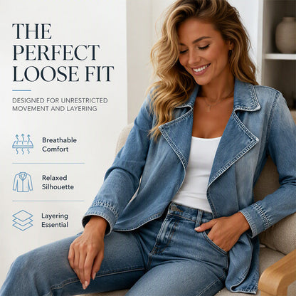 Women's Open Front Denim Trench Jacket
