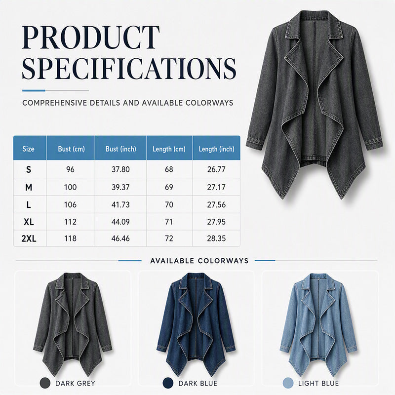 Women's Open Front Denim Trench Jacket