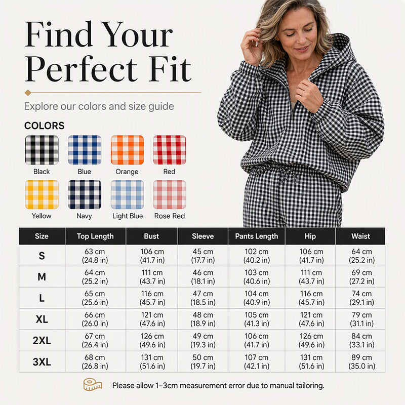 Women's Gingham Plaid Hooded 2-Piece Set