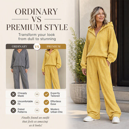Women's Gingham Plaid Hooded 2-Piece Set