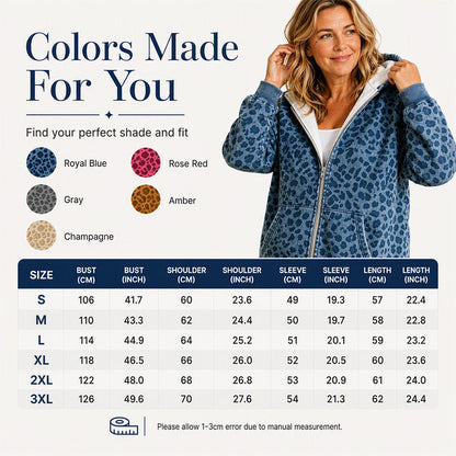 Women's Leopard Print Zip-Up Hoodie