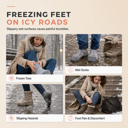Women's Waterproof Down Cotton Snow Boots Winter Mid-Calf Boots with Round Toe Thick Sole and Warm Lining
