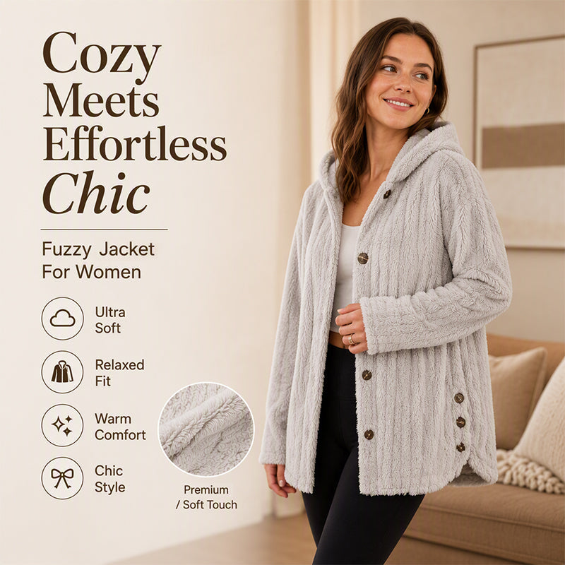 Women's Loose-Fit Hooded Plush Jacket