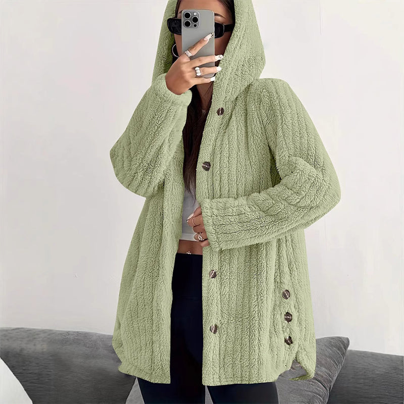 Women's Loose-Fit Hooded Plush Jacket