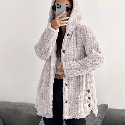 Women's Loose-Fit Hooded Plush Jacket
