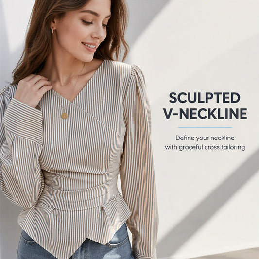 Women’s Casual Striped V Neck Wrap Top