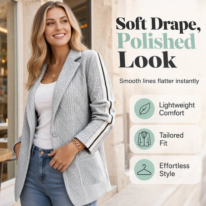 Women's Cable Knit Blazer with Side Stripe