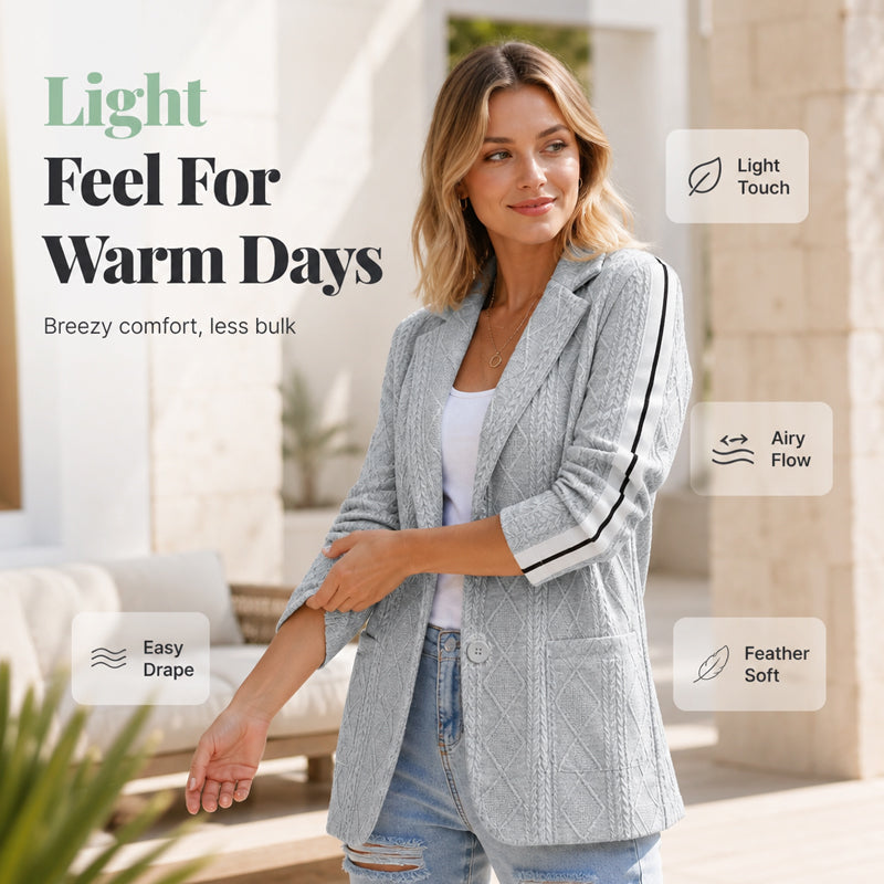Women's Cable Knit Blazer with Side Stripe