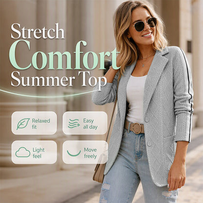 Women's Cable Knit Blazer with Side Stripe