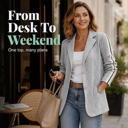Women's Cable Knit Blazer with Side Stripe