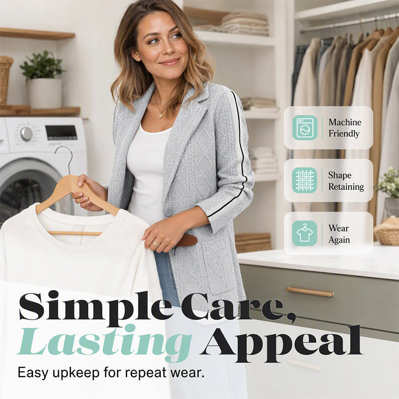 Women's Cable Knit Blazer with Side Stripe