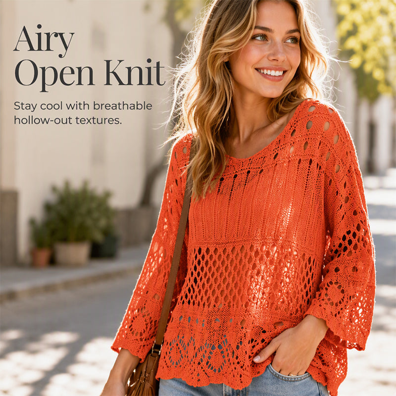 Women's Hollow-Out Crochet Knit Sweater
