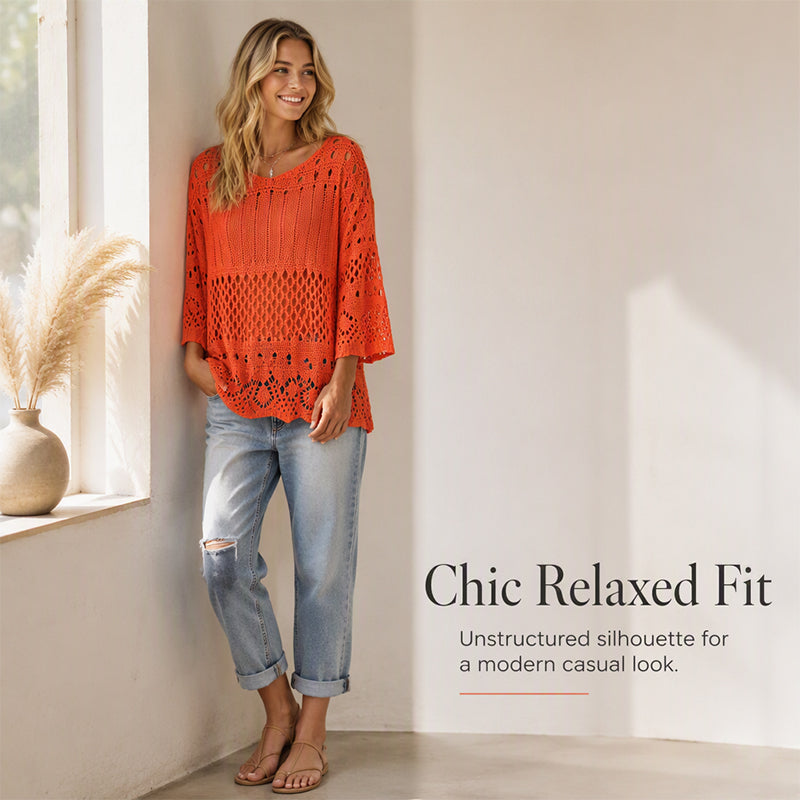 Women's Hollow-Out Crochet Knit Sweater