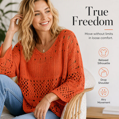 Women's Hollow-Out Crochet Knit Sweater