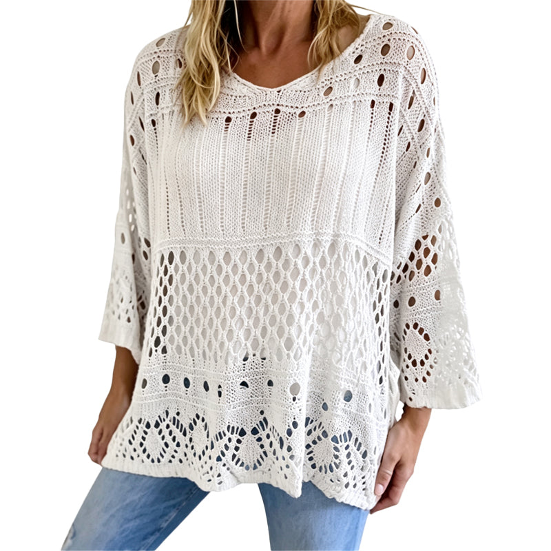 Women's Hollow-Out Crochet Knit Sweater
