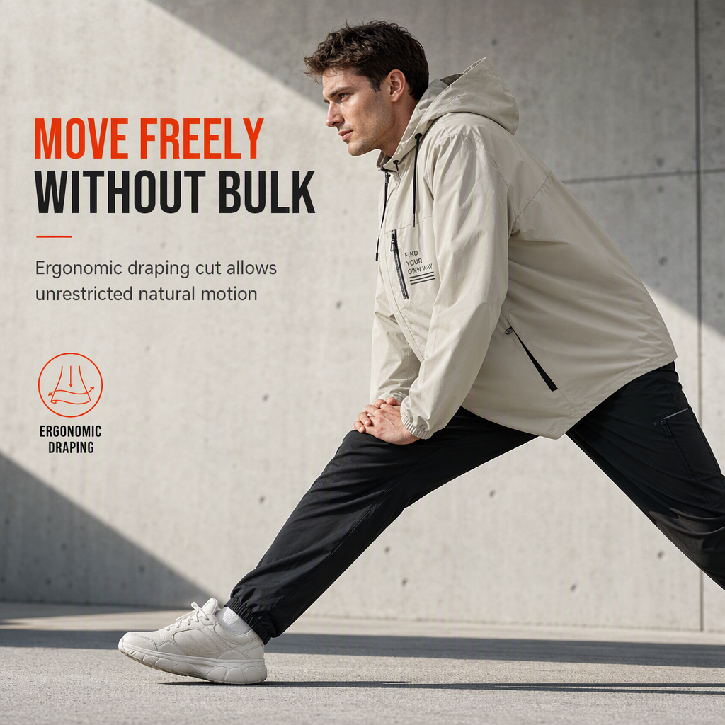 Men's Outdoor Windbreaker with Detachable Hood