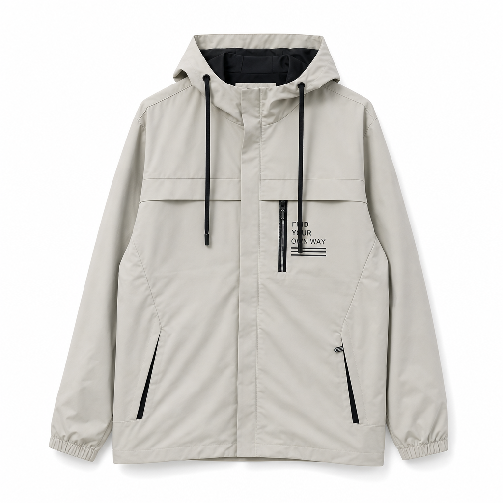 Men's Outdoor Windbreaker with Detachable Hood