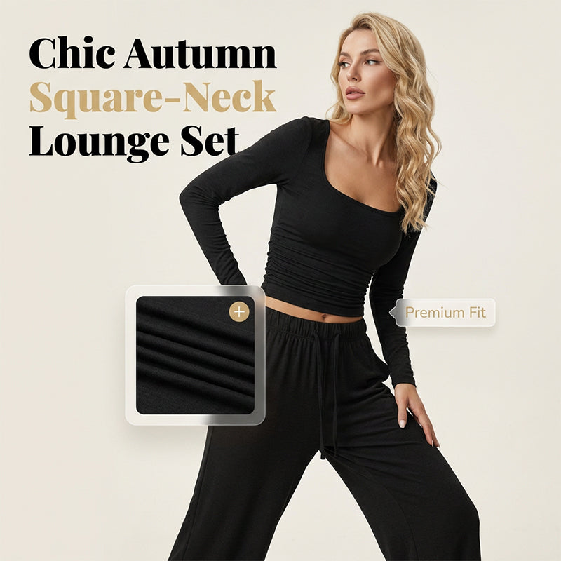 Women's Square-Neck Top & Wide-Leg Pants Set