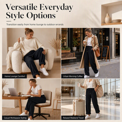 Women's Fashion Solid Color Casual Wide Leg Pants