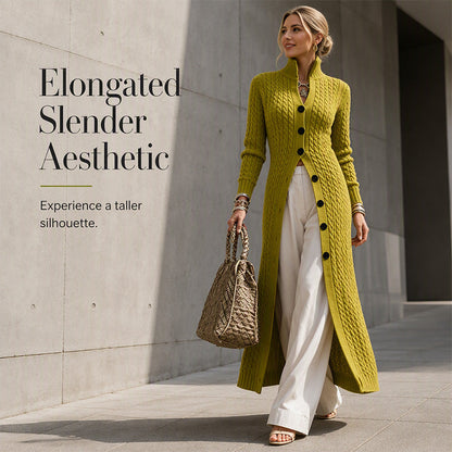 Women's Cable Knit Mock Neck Long Cardigan Duster Sweater Coat