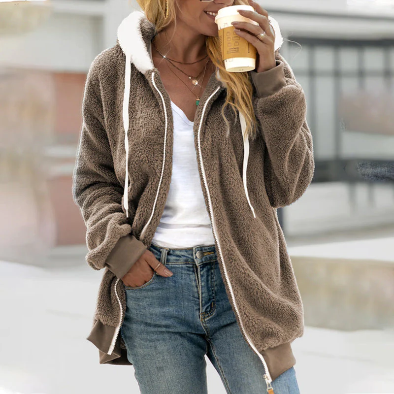 Oversized insulated hooded jacket with zipper