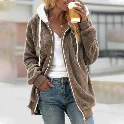 Oversized insulated hooded jacket with zipper