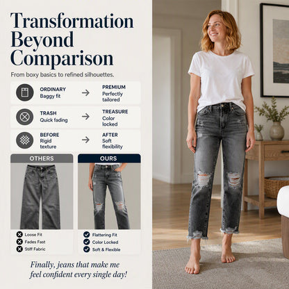 Women's Retro Distressed Ripped Jeans