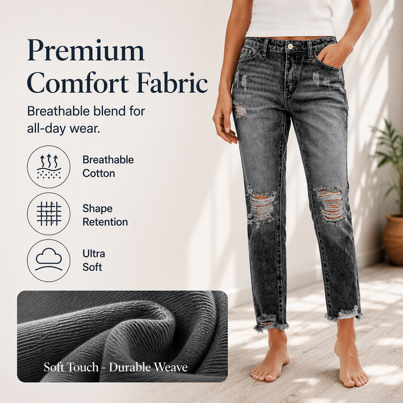 Women's Retro Distressed Ripped Jeans