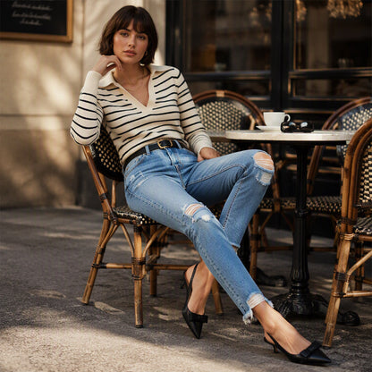 Women's Retro Distressed Ripped Jeans