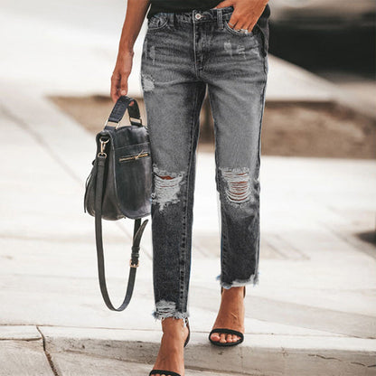 Women's Retro Distressed Ripped Jeans