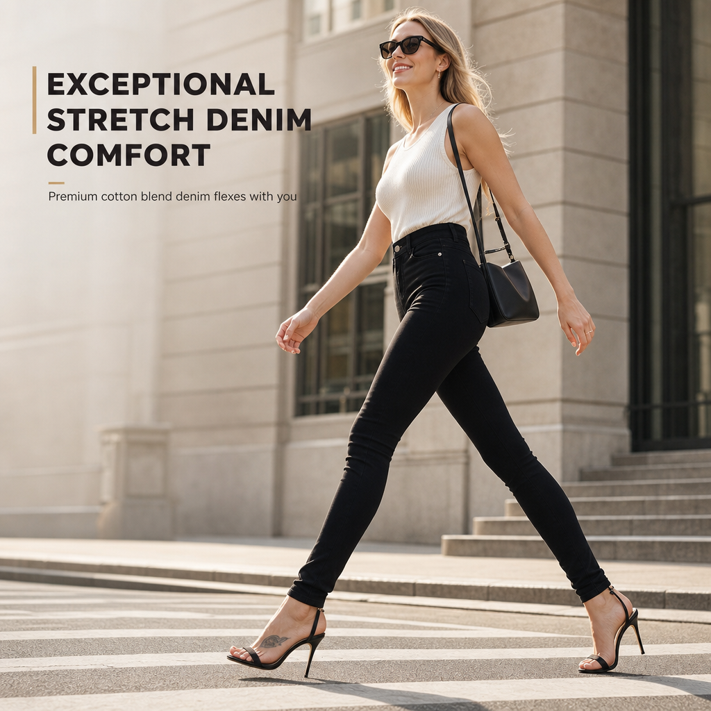 Women's High Waist Stretchy Denim Pants