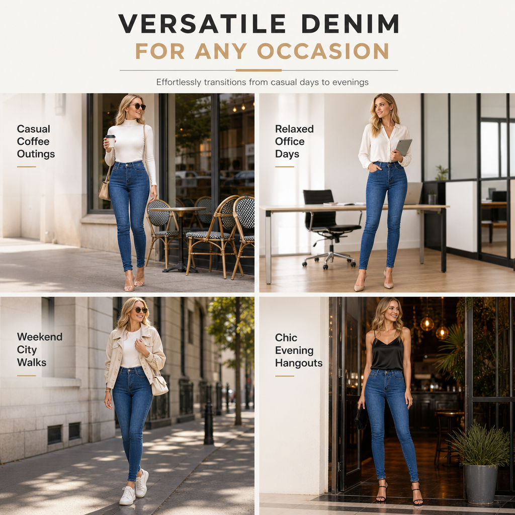 Women's High Waist Stretchy Denim Pants
