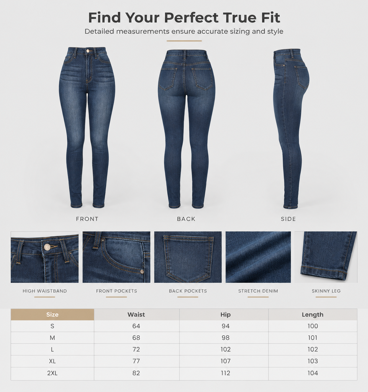 Women's High Waist Stretchy Denim Pants