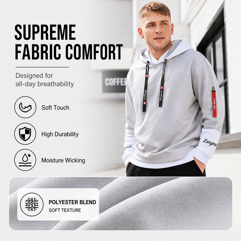 Men's Casual Fake 2-Piece Hooded Sweatshirt