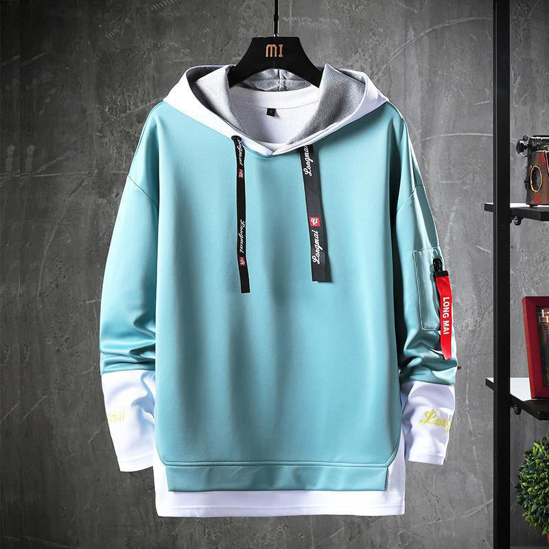 Men's Casual Fake 2-Piece Hooded Sweatshirt
