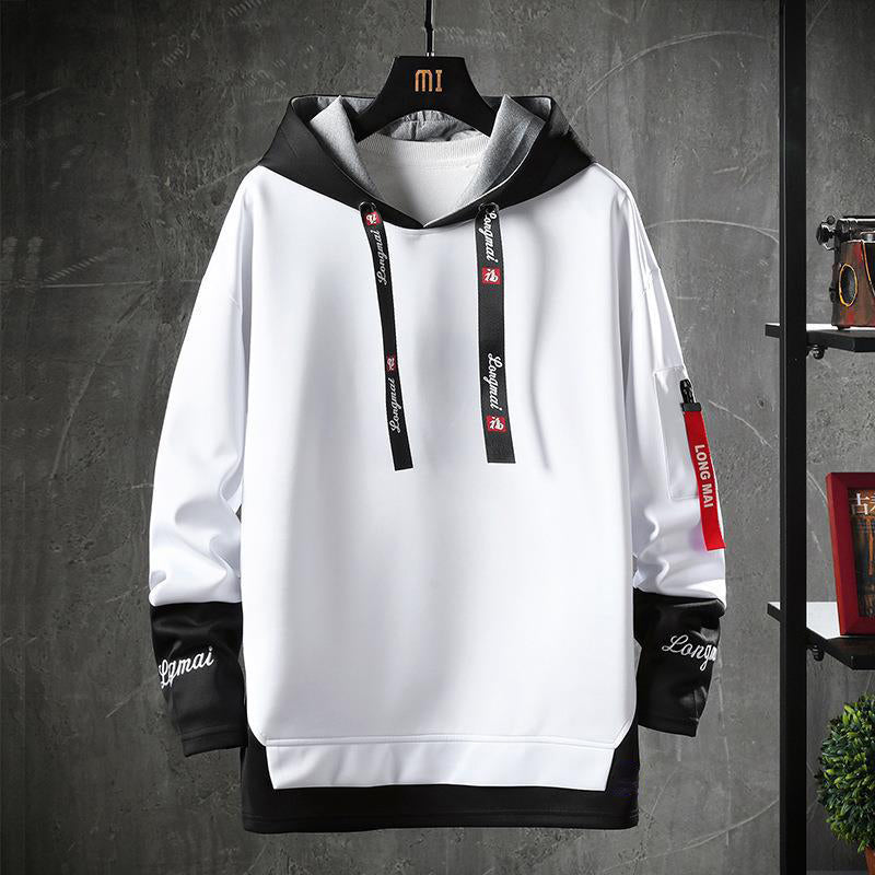 Men's Casual Fake 2-Piece Hooded Sweatshirt