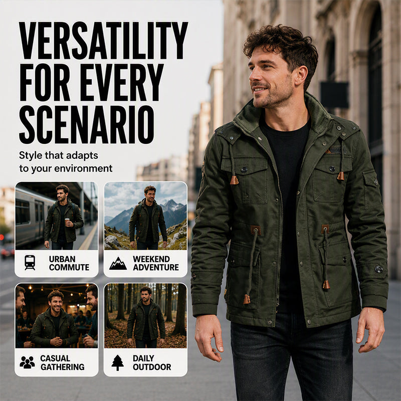 Men's Winter Thermal Detachable Hooded Jacket