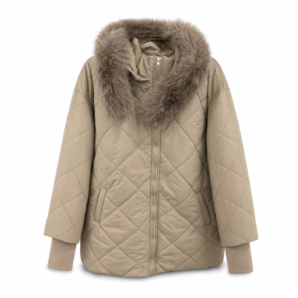 Women's Winter Hooded Cardigan Midi Parka with Knit Sleeves