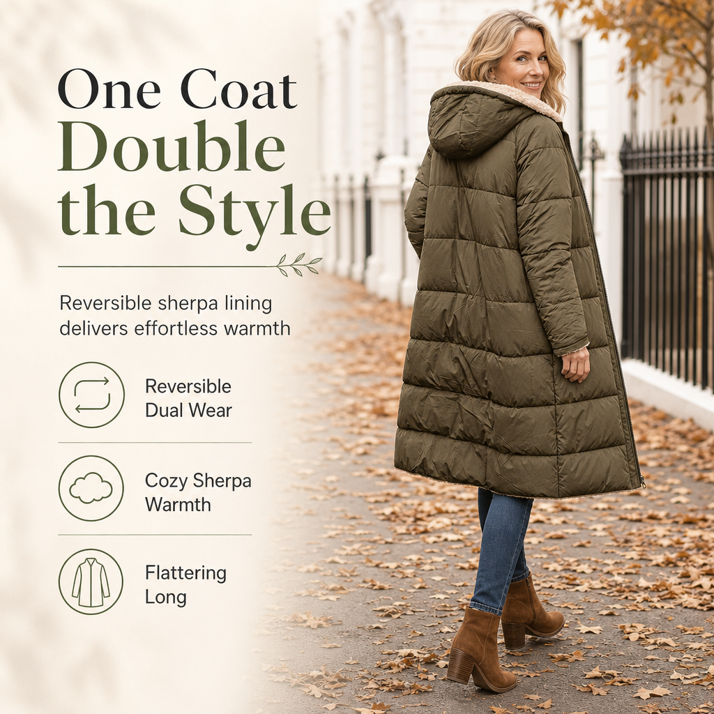 Reversible Hooded Padded Slim-Fit Coat