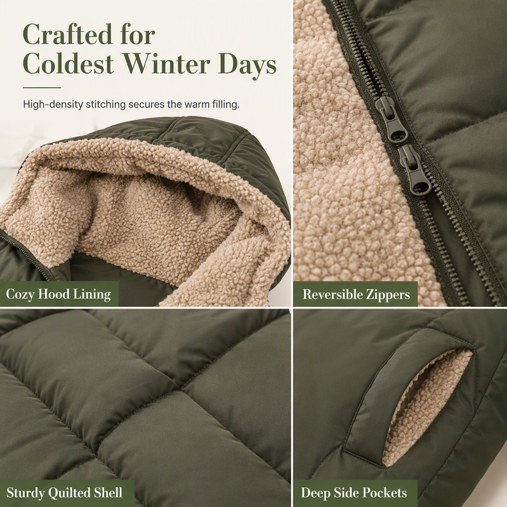 Reversible Hooded Padded Slim-Fit Coat