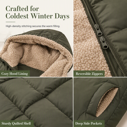 Reversible Hooded Padded Slim-Fit Coat