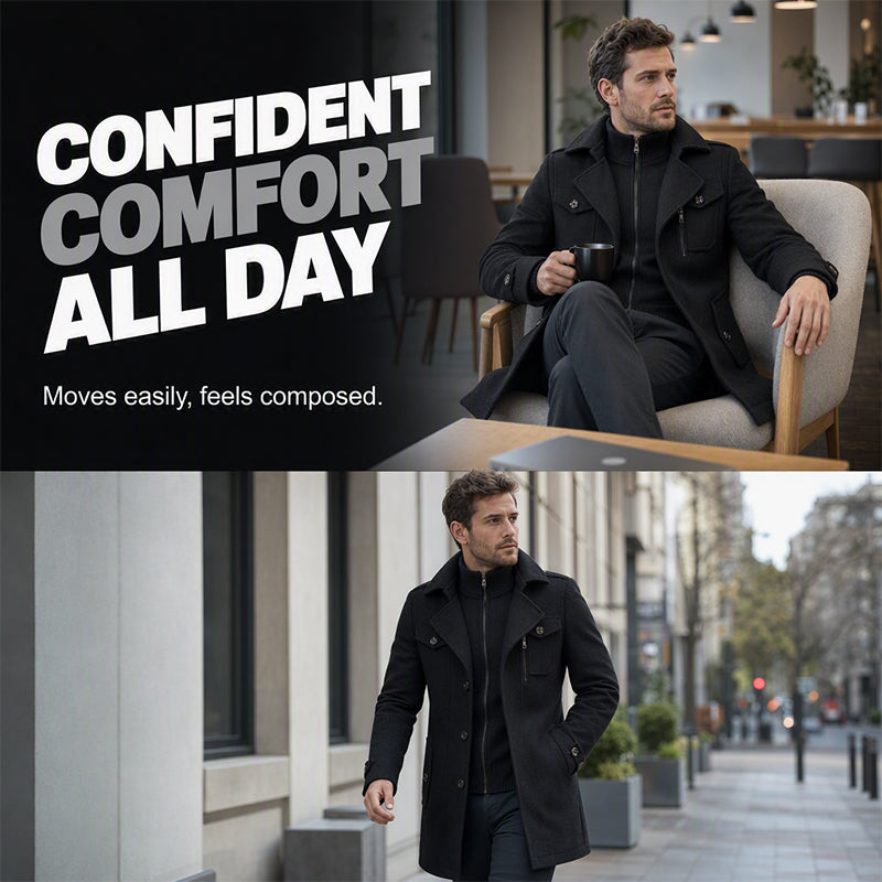 Men's Classic Mid-Length Slim Fit Overcoat