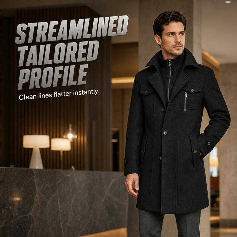 Men's Classic Mid-Length Slim Fit Overcoat
