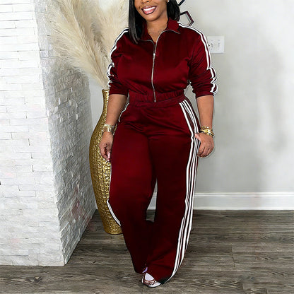 Chic Athletic Tracksuit - Long Sleeve Jacket and Pants Outfit