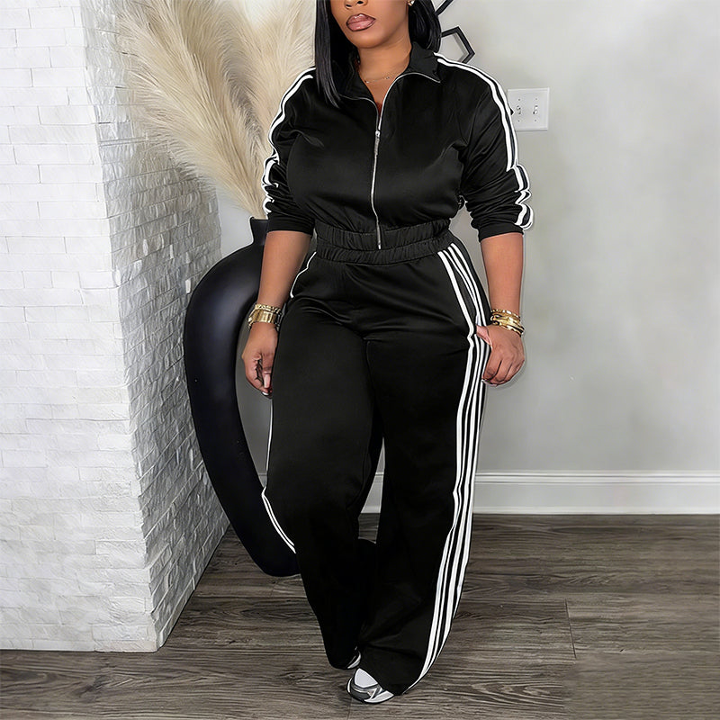 Chic Athletic Tracksuit - Long Sleeve Jacket and Pants Outfit