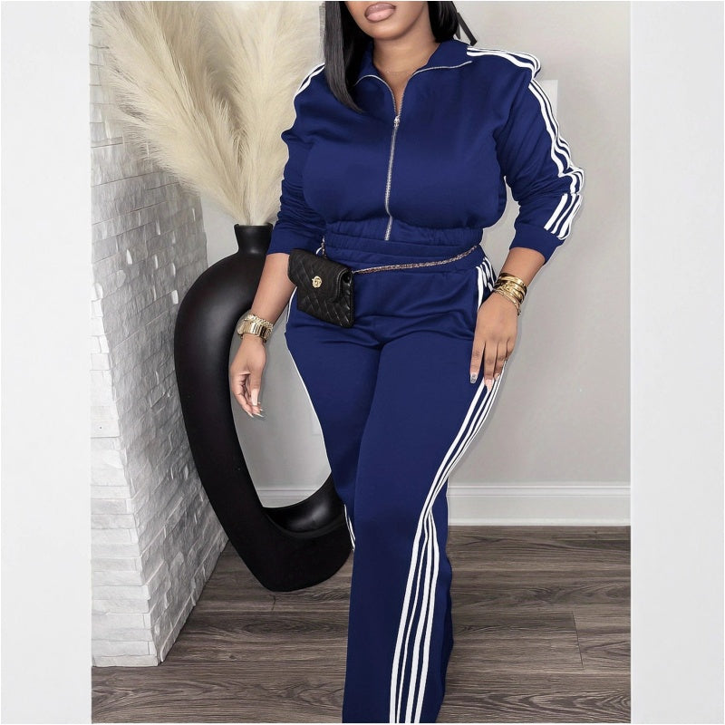 Chic Athletic Tracksuit - Long Sleeve Jacket and Pants Outfit